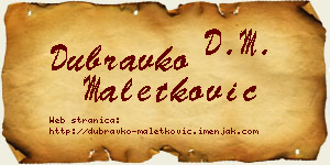 Dubravko Maletković vizit kartica